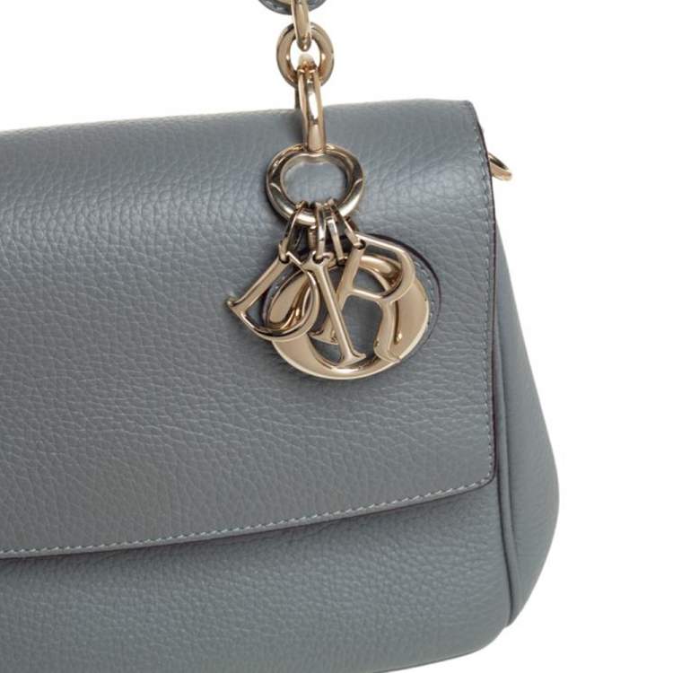 Pre Owned Dior Grey Leather Mini Be Dior Flap Top Handle Bag