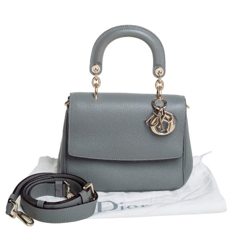 Pre Owned Dior Grey Leather Mini Be Dior Flap Top Handle Bag