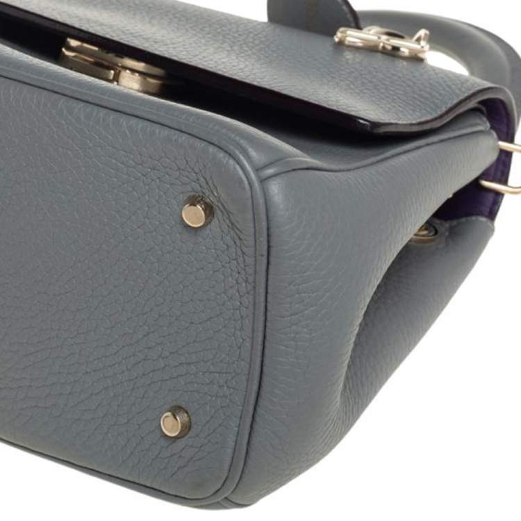 Pre Owned Dior Grey Leather Mini Be Dior Flap Top Handle Bag