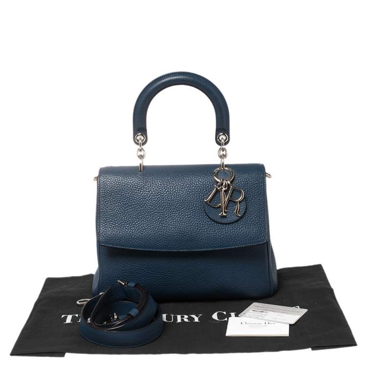 Pre Owned Dior Blue Leather Small Be Dior Flap Top Handle Bag