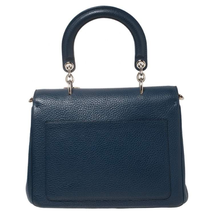 Pre Owned Dior Blue Leather Small Be Dior Flap Top Handle Bag