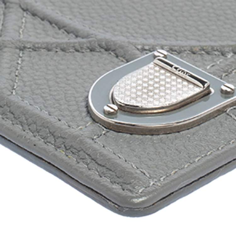 Pre Owned Dior Grey Leather Diorama Card Holder