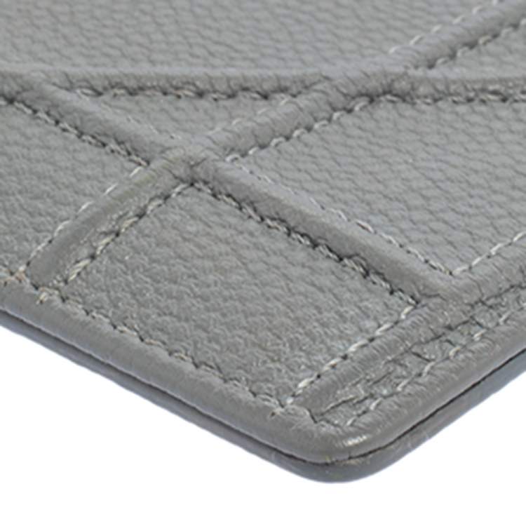 Pre Owned Dior Grey Leather Diorama Card Holder