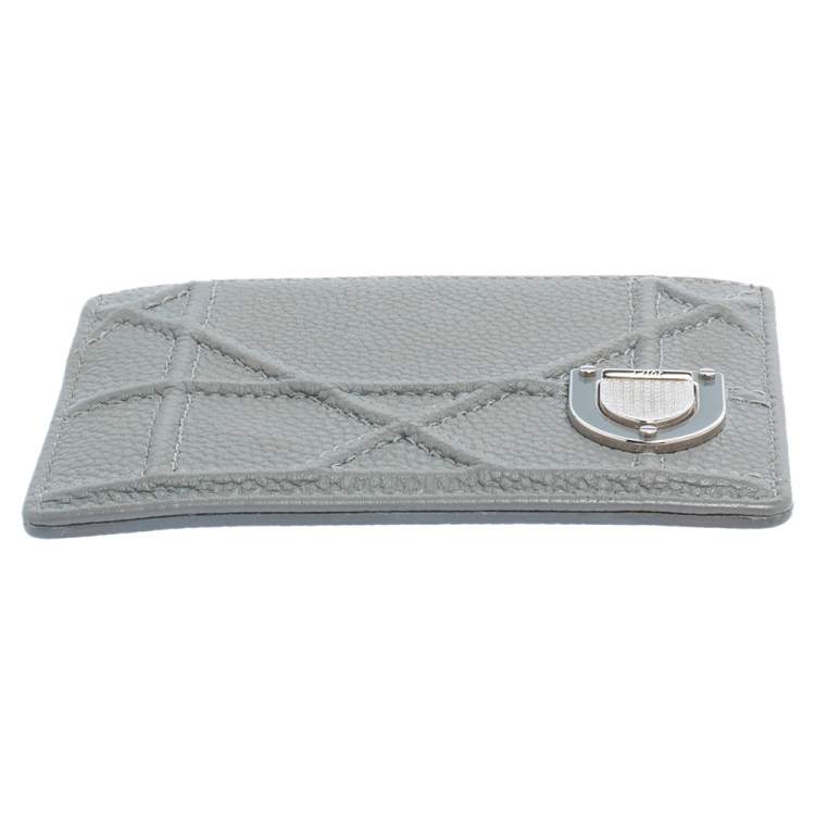 Pre Owned Dior Grey Leather Diorama Card Holder
