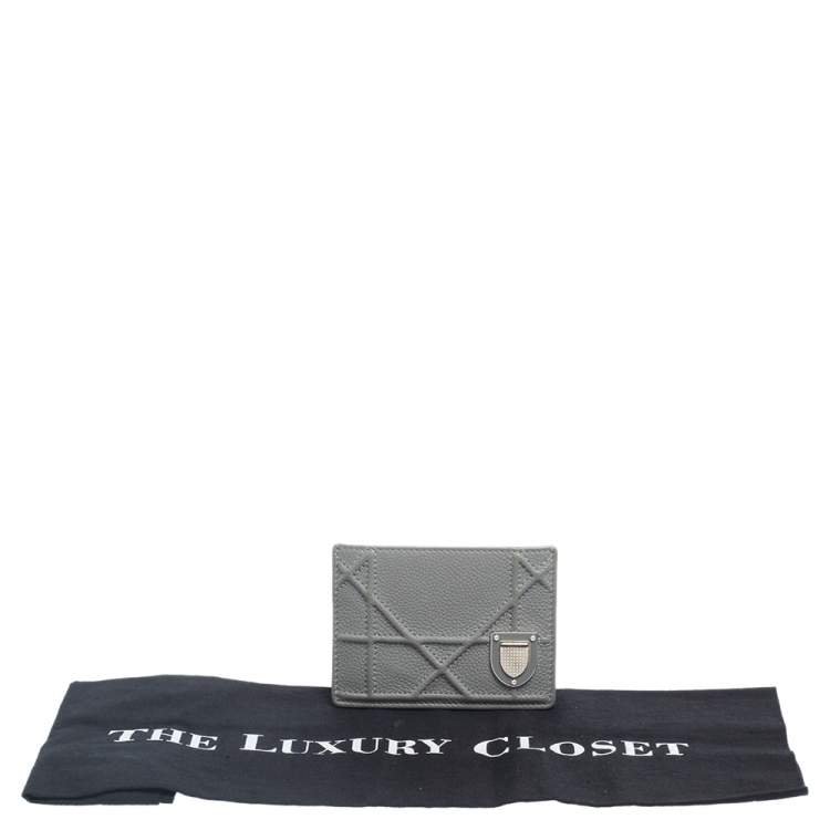 Pre Owned Dior Grey Leather Diorama Card Holder