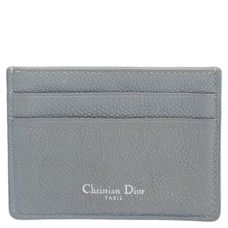 Pre Owned Dior Grey Leather Diorama Card Holder