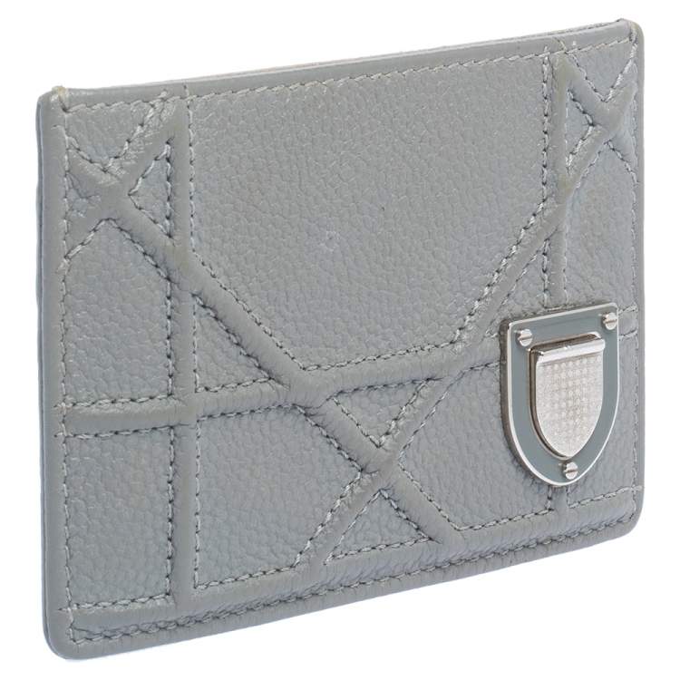 Pre Owned Dior Grey Leather Diorama Card Holder