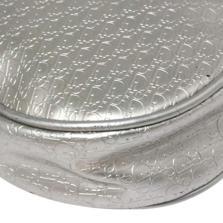 Pre Owned Dior Silver Oblique Matte Leather Saddle Bag