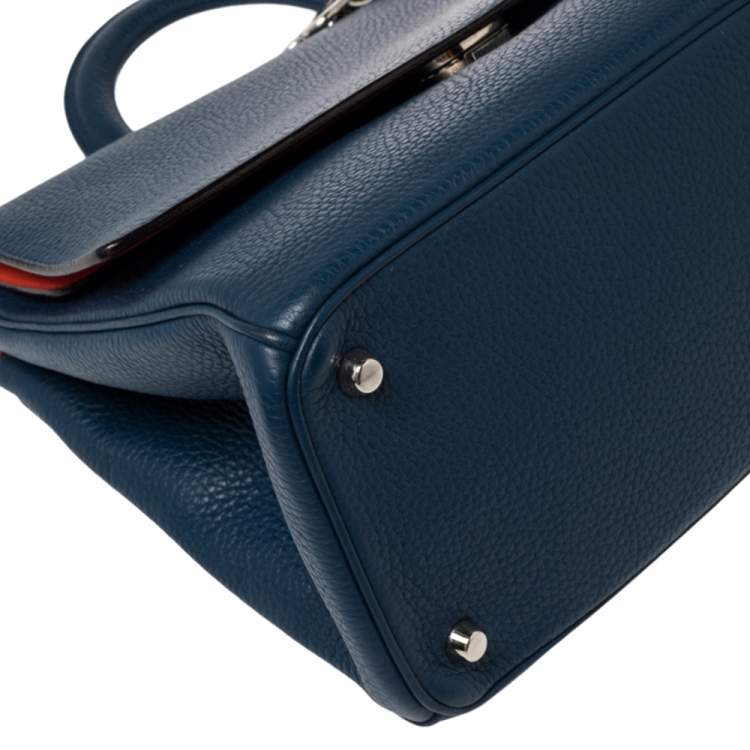 Pre Owned Dior Blue Leather Large Be Dior Flap Top Handle Bag
