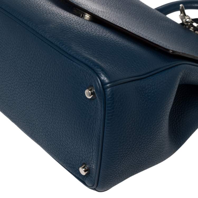 Pre Owned Dior Blue Leather Large Be Dior Flap Top Handle Bag
