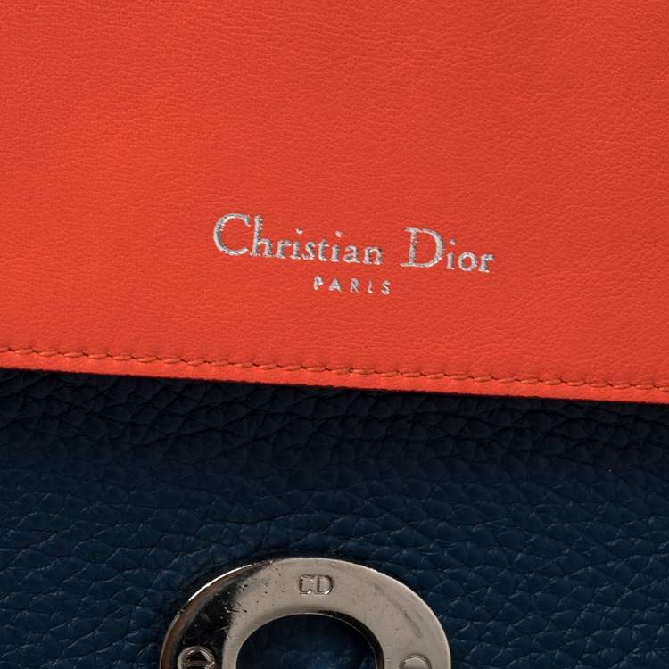 Pre Owned Dior Blue Leather Large Be Dior Flap Top Handle Bag