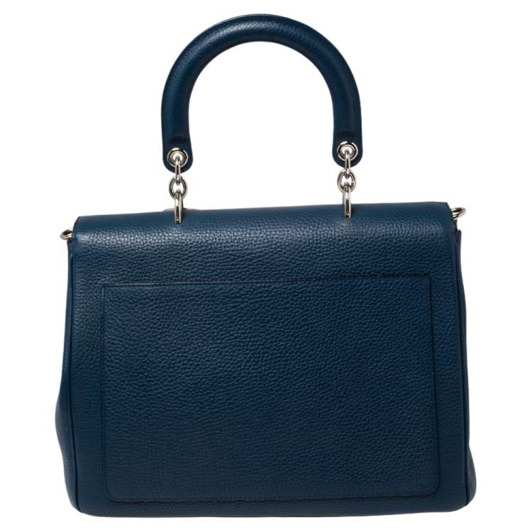 Pre Owned Dior Blue Leather Large Be Dior Flap Top Handle Bag