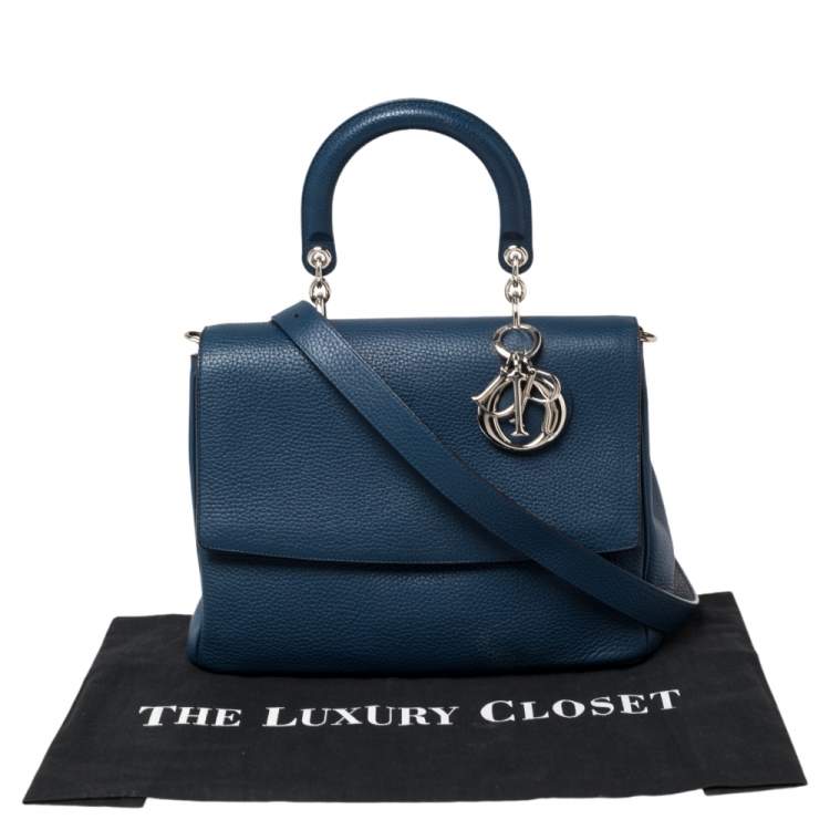 Pre Owned Dior Blue Leather Large Be Dior Flap Top Handle Bag