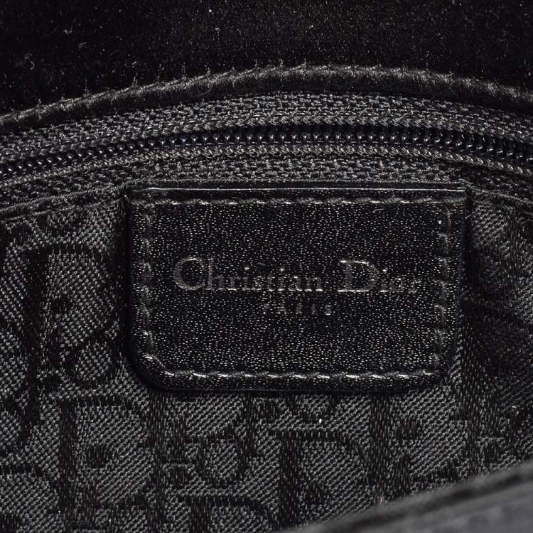 Pre Owned Dior Black Cannage Satin Flap Clutch