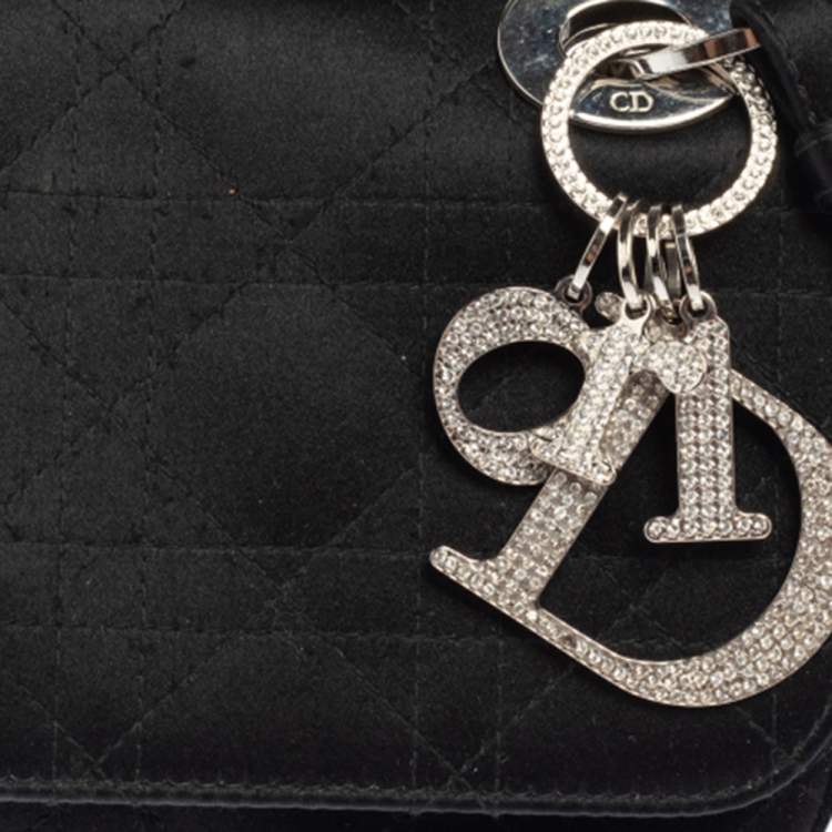 Pre Owned Dior Black Cannage Satin Flap Clutch