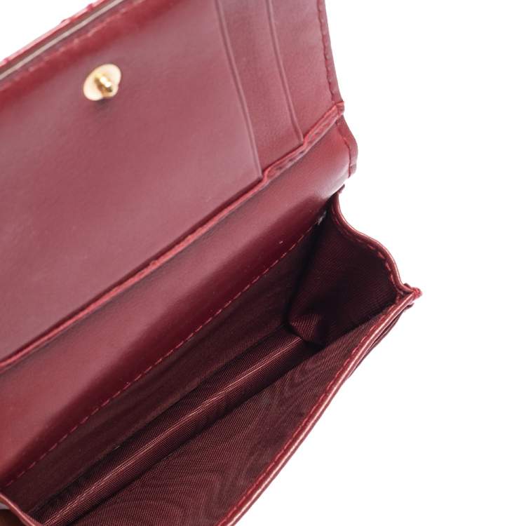 Pre Owned Dior Red Cannage Patent Leather Lady Dior Card Case