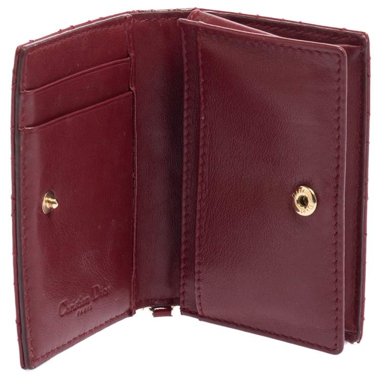Pre Owned Dior Red Cannage Patent Leather Lady Dior Card Case