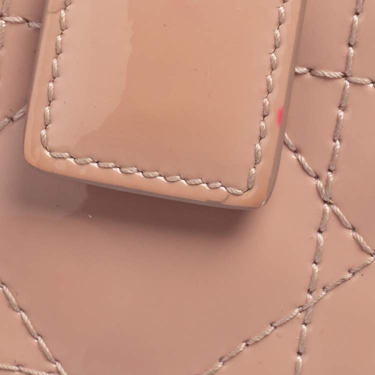 Pre Owned  Dior Powder Pink Cannage Patent Leather Lady Dior Gusset Card Case 
