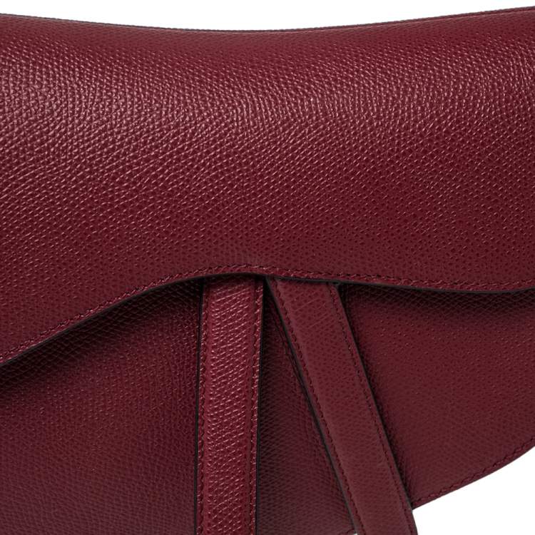 Pre Owned Dior Dark Red Leather Saddle Bag