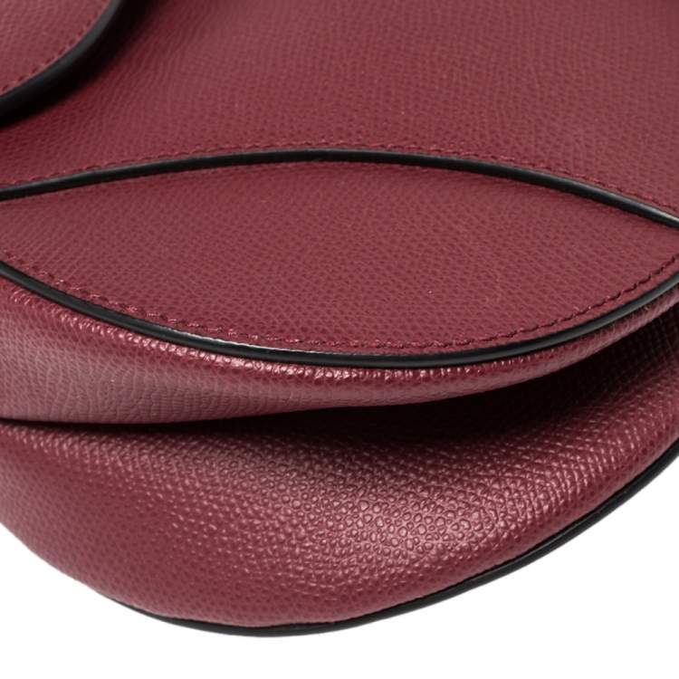 Pre Owned Dior Dark Red Leather Saddle Bag