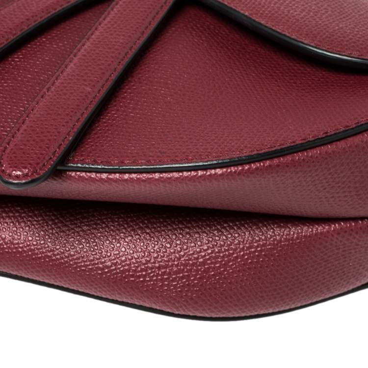 Pre Owned Dior Dark Red Leather Saddle Bag