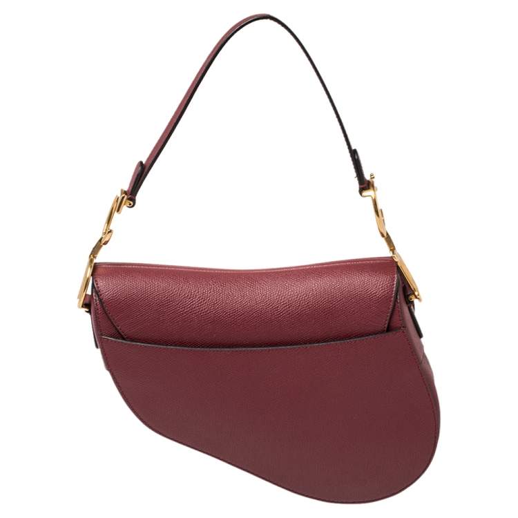 Pre Owned Dior Dark Red Leather Saddle Bag