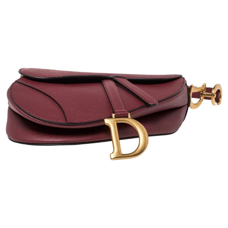 Pre Owned Dior Dark Red Leather Saddle Bag