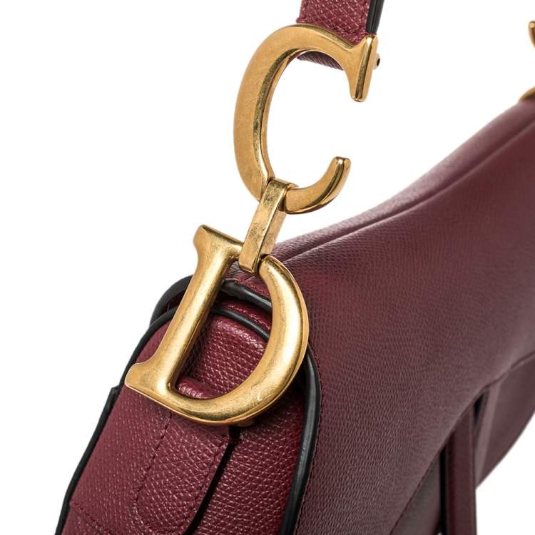 Pre Owned Dior Dark Red Leather Saddle Bag