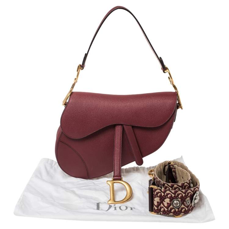 Pre Owned Dior Dark Red Leather Saddle Bag