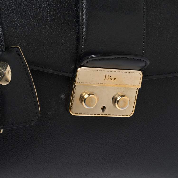 Pre Owned Dior Black Leather New Lock Top Handle Bag