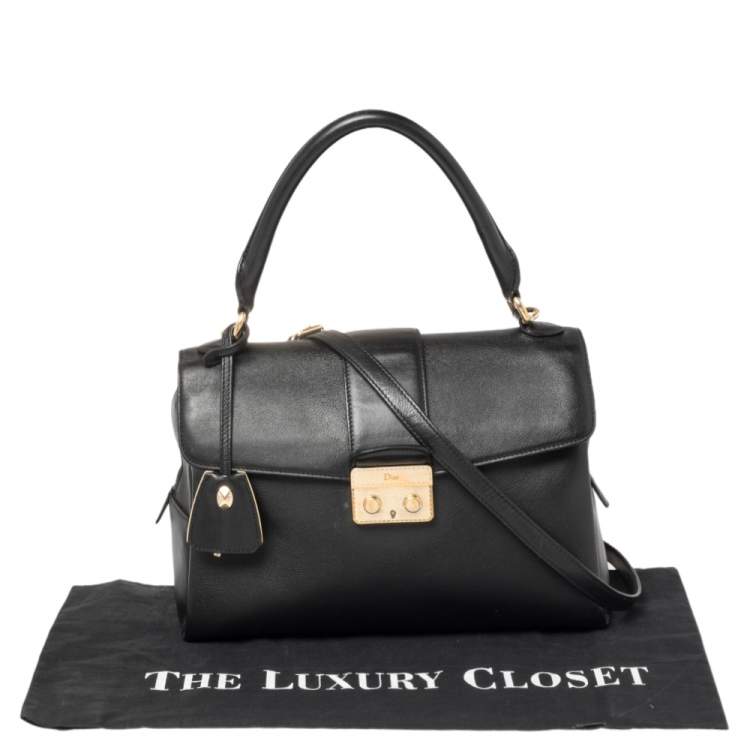 Pre Owned Dior Black Leather New Lock Top Handle Bag