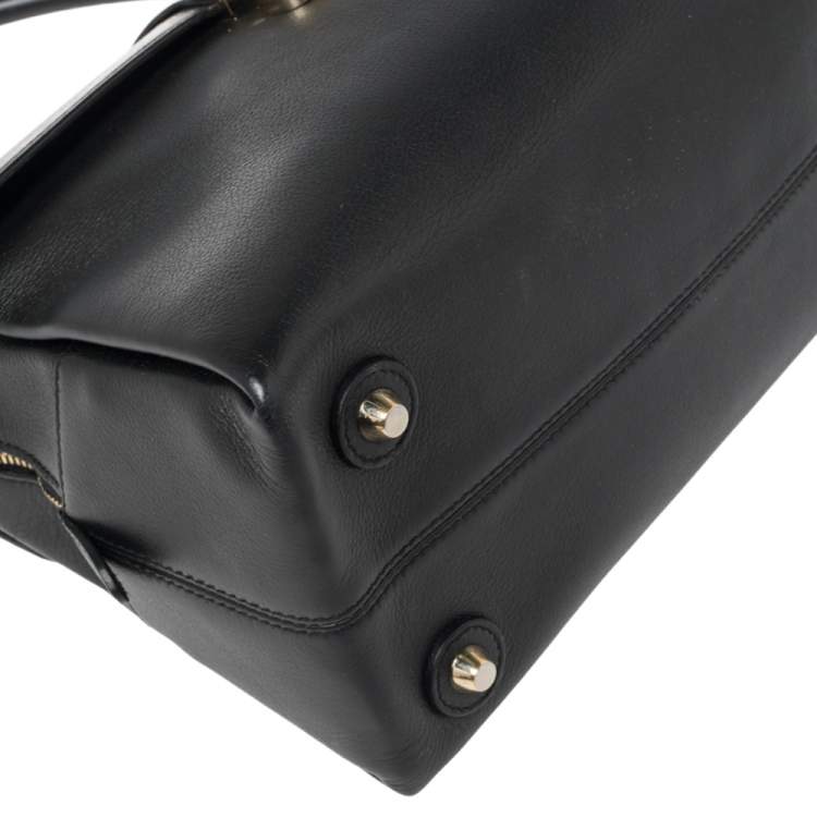 Pre Owned Dior Black Leather New Lock Top Handle Bag