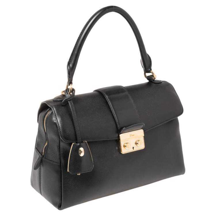 Pre Owned Dior Black Leather New Lock Top Handle Bag
