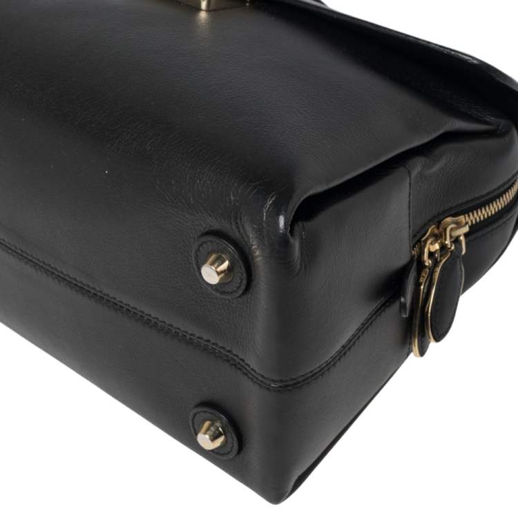 Pre Owned Dior Black Leather New Lock Top Handle Bag