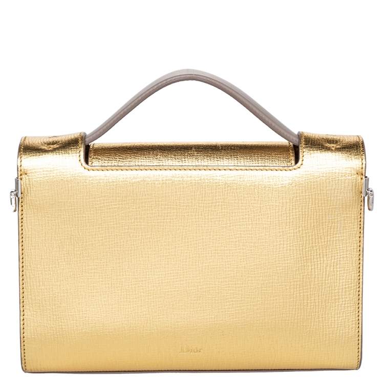 Pre Owned Dior Gold Leather Diorever Top Handle Bag