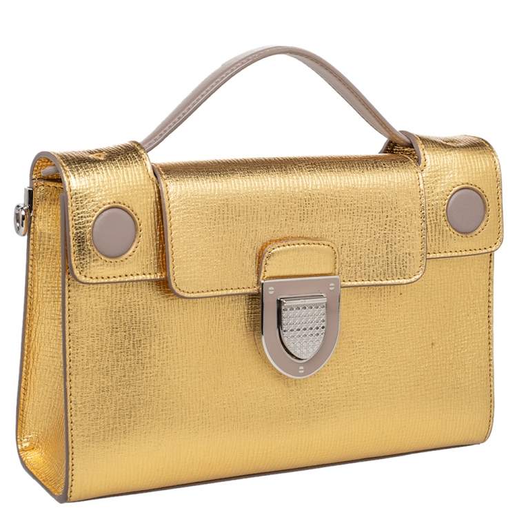 Pre Owned Dior Gold Leather Diorever Top Handle Bag