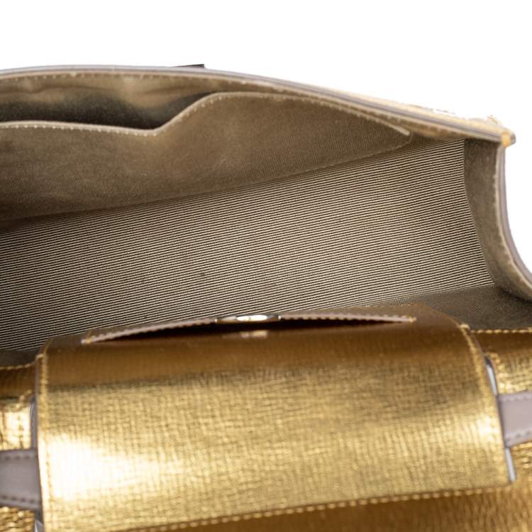 Pre Owned Dior Gold Leather Diorever Top Handle Bag