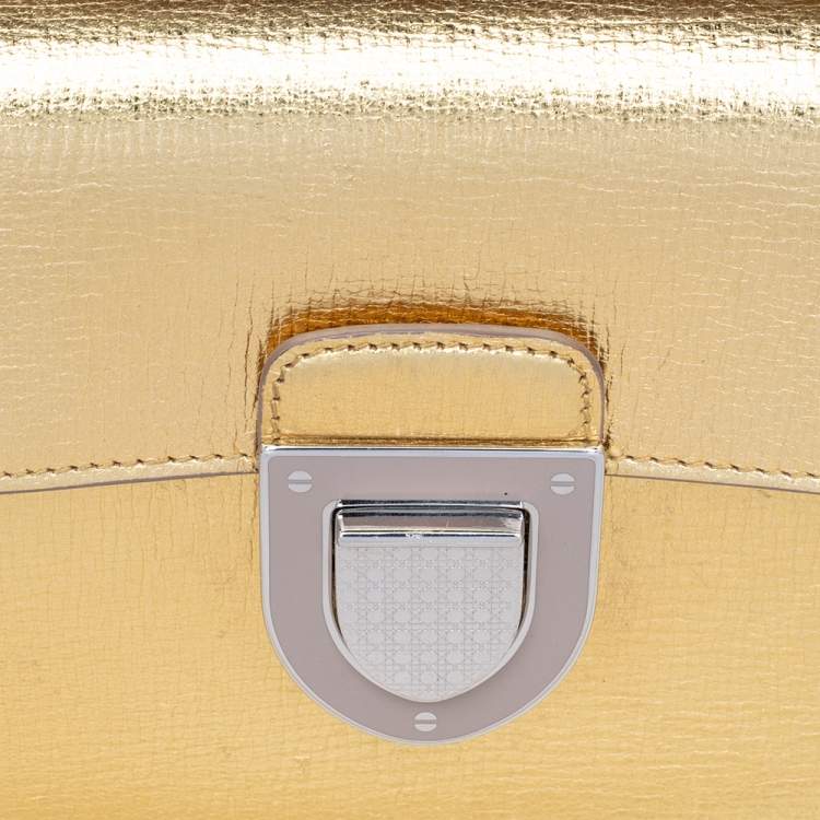 Pre Owned Dior Gold Leather Diorever Top Handle Bag