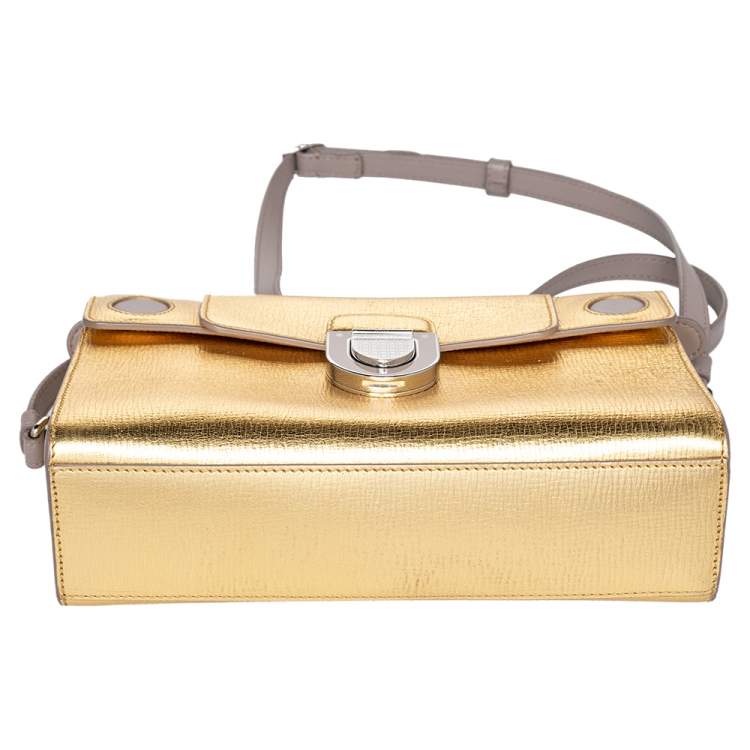 Pre Owned Dior Gold Leather Diorever Top Handle Bag
