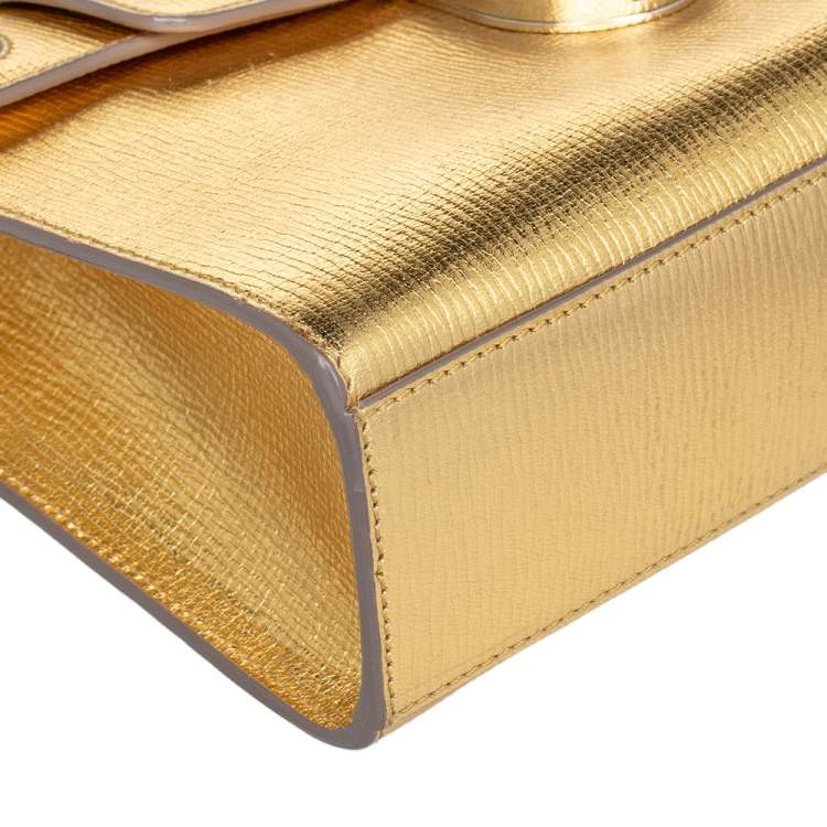 Pre Owned Dior Gold Leather Diorever Top Handle Bag