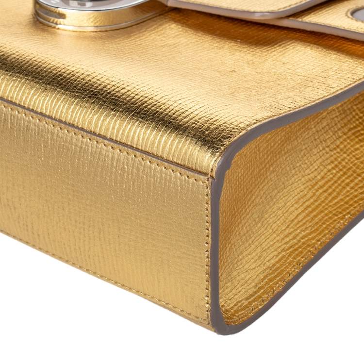 Pre Owned Dior Gold Leather Diorever Top Handle Bag