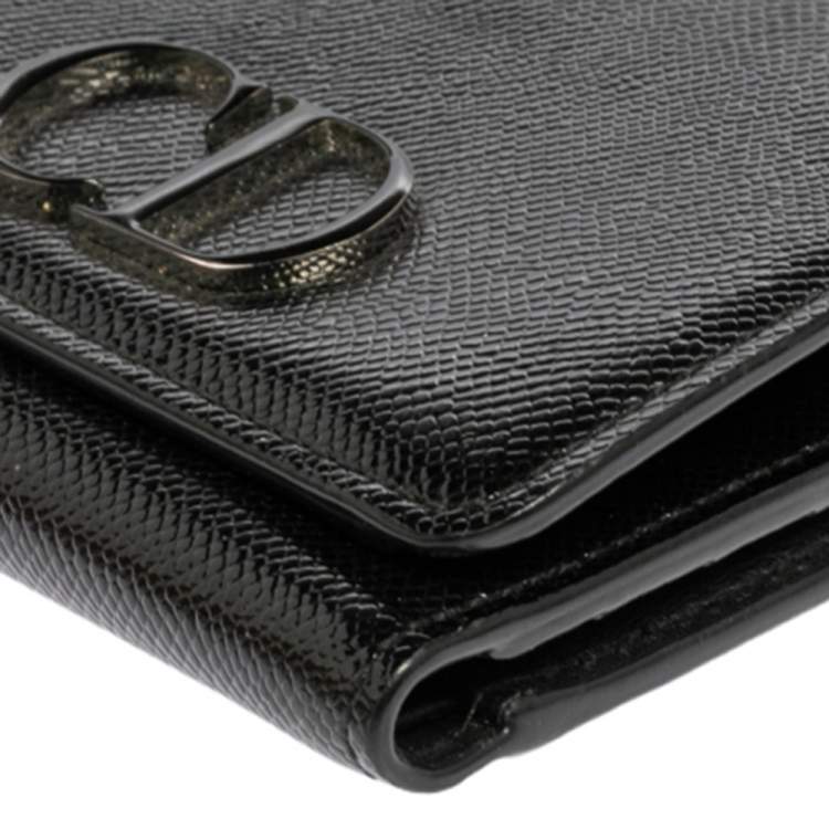 Pre Owned Dior Black Patent Leather Mania Trifold Wallet