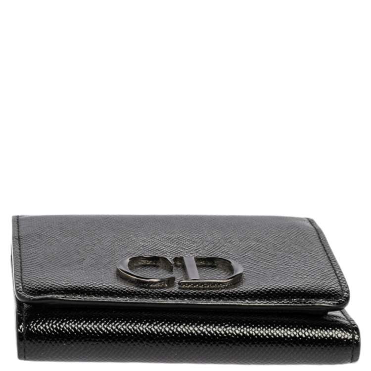 Pre Owned Dior Black Patent Leather Mania Trifold Wallet