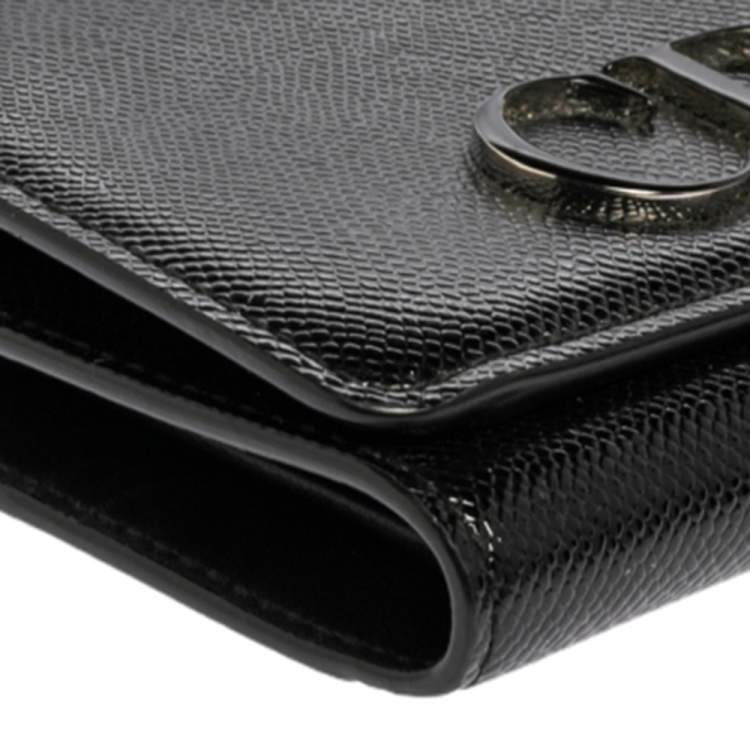 Pre Owned Dior Black Patent Leather Mania Trifold Wallet