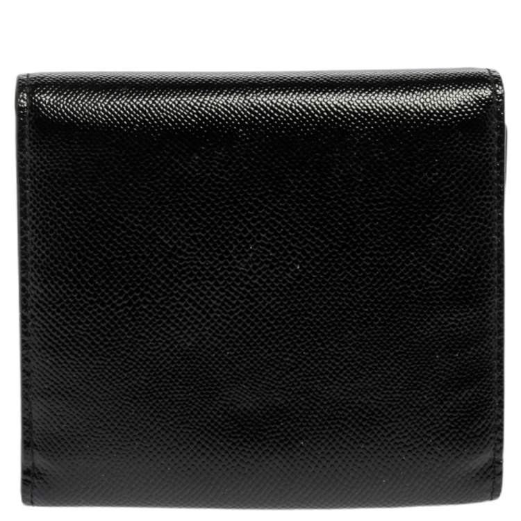 Pre Owned Dior Black Patent Leather Mania Trifold Wallet