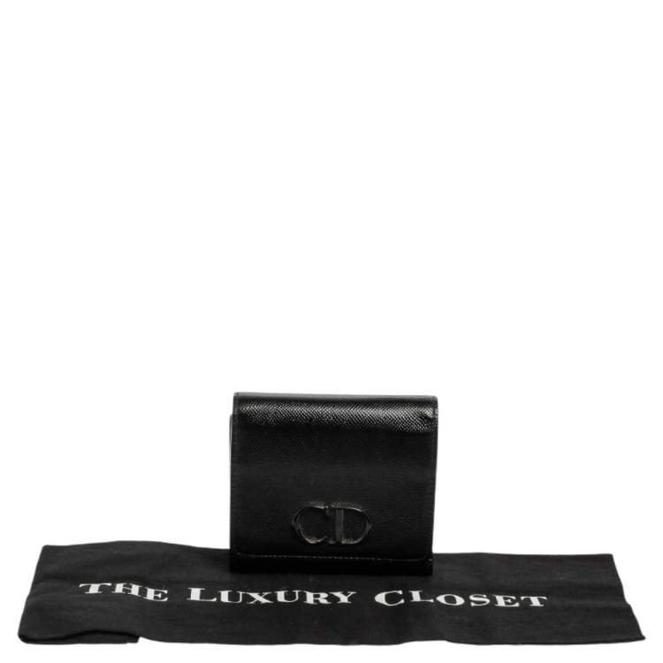 Pre Owned Dior Black Patent Leather Mania Trifold Wallet