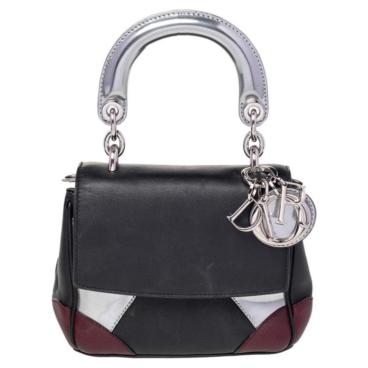 Pre Owned Dior Multicolor Patent And Leather Micro Be Dior Flap Top Handle Bag