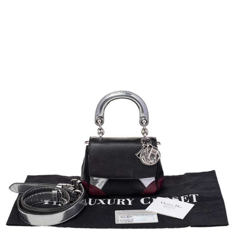 Pre Owned Dior Multicolor Patent And Leather Micro Be Dior Flap Top Handle Bag
