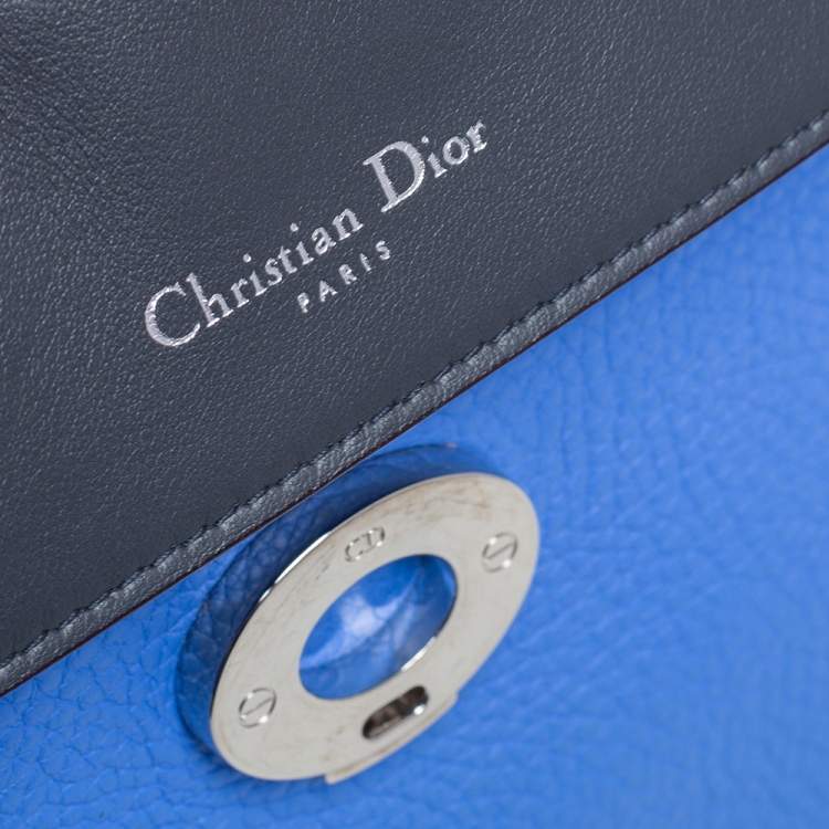 Pre Owned Dior Blue Leather Small Be Dior Flap Top Handle Bag