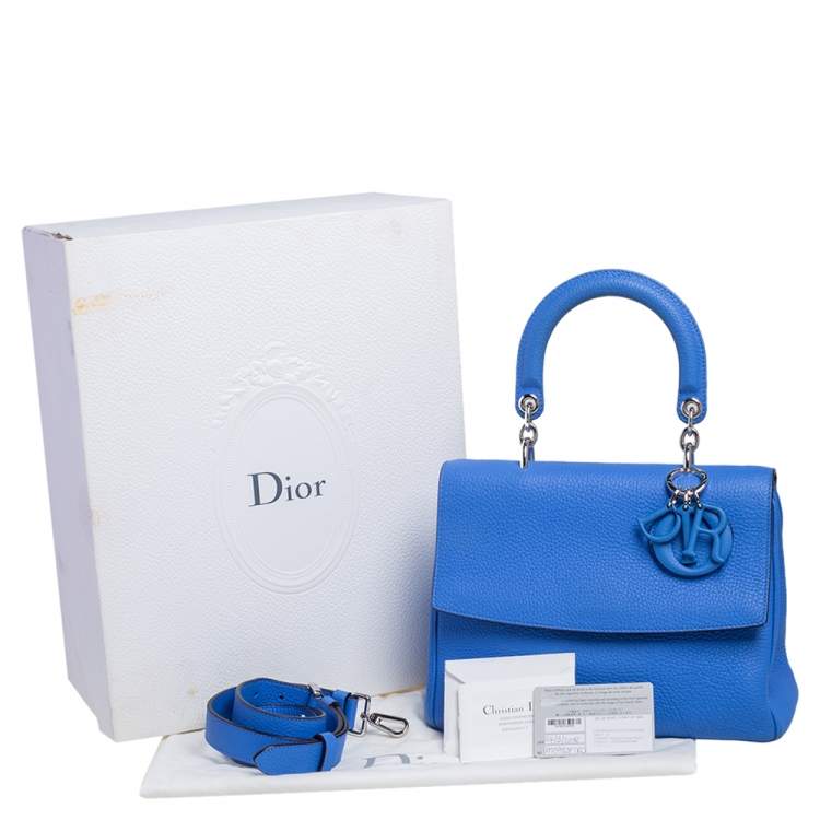 Pre Owned Dior Blue Leather Small Be Dior Flap Top Handle Bag